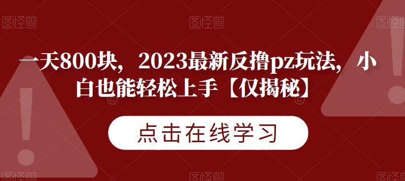 一天800块，2023最新反撸pz玩法，小白也能轻松上手【仅揭秘】-吗喽副业资源站