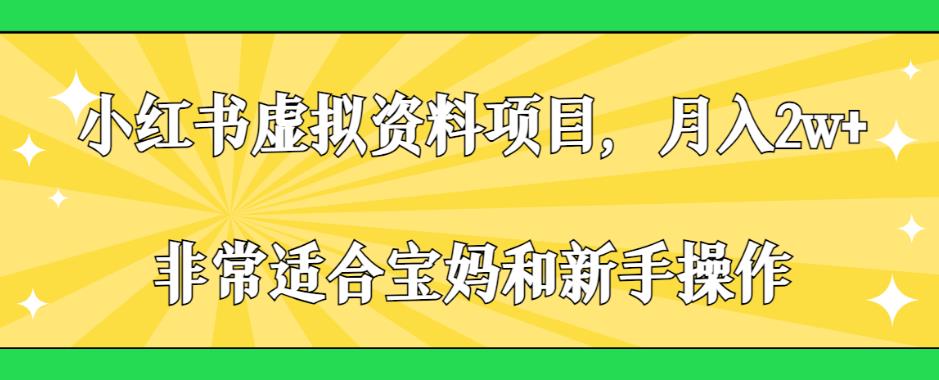 小红书虚拟资料项目，月入2w+，非常适合宝妈和新手操作【揭秘】-吗喽副业资源站