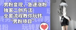 男粉变现，急速涨粉独家二创方法，全套流程教你玩转“男粉项目”【揭秘】-吗喽副业资源站