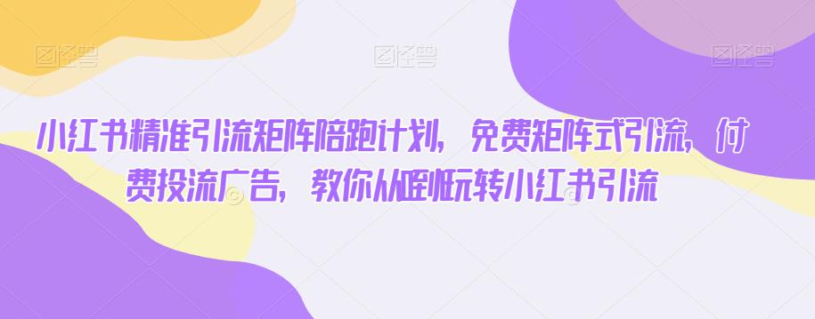小红书精准引流矩阵陪跑计划，免费矩阵式引流，付费投流广告，教你从0到1玩转小红书引流-吗喽副业资源站