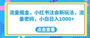 流量掘金，小红书注会新玩法，流量密码，小白日入1000+【揭秘】-吗喽副业资源站
