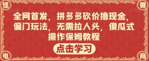 全网首发，拼多多砍价撸现金，偏门玩法，无需拉人头，傻瓜式操作保姆教程【揭秘】-吗喽副业资源站