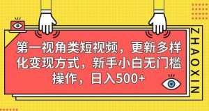 第一视角类短视频，更新多样化变现方式，新手小白无门槛操作，日入500+【揭秘】-吗喽副业资源站