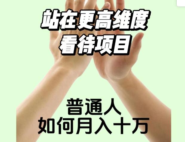 2023最火项目：站在更高维度看待项目，普通人如何月入十万【揭秘】-吗喽副业资源站