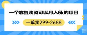 一单卖299-2688，一个靠复购就可以月入6k的暴利项目【揭秘】-吗喽副业资源站