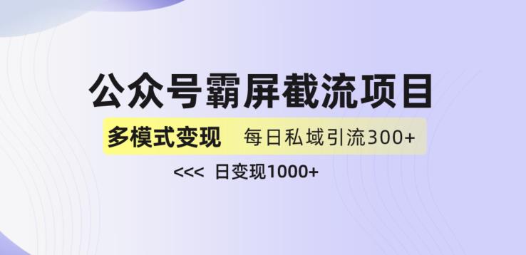 公众号霸屏截流项目+私域多渠道变现玩法，全网首发，日入1000+【揭秘】-吗喽副业资源站