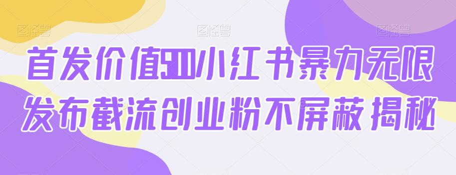首发价值5100小红书暴力无限发布截流创业粉不屏蔽揭秘-吗喽副业资源站