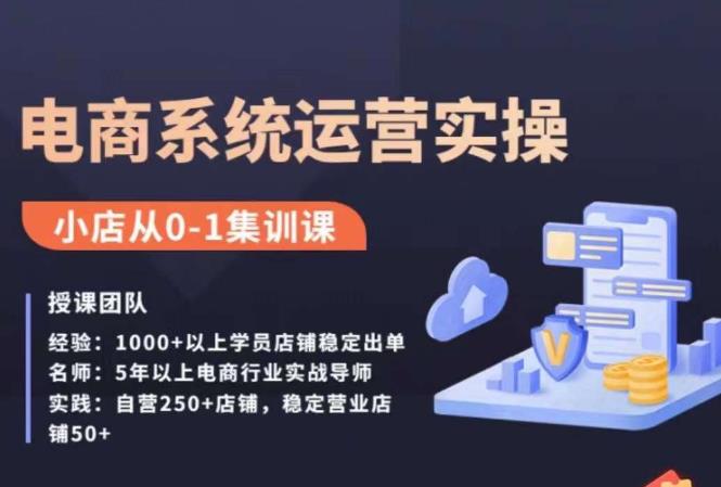 抖店精细化运营全案课，抖音​小店从0-1集训营，电商系统运营实操课-吗喽副业资源站