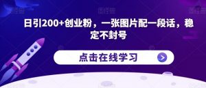 日引200+创业粉,一张图片配一段话,稳定不封号【揭秘】-吗喽副业资源站