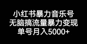 小红书暴力音乐号，无脑搞流量暴力变现，单号月入5000+-吗喽副业资源站