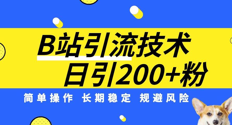 B站引流技术：每天引流200精准粉，简单操作，长期稳定，规避风险-吗喽副业资源站