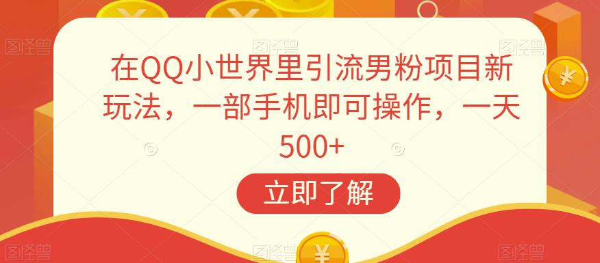 在QQ小世界里引流男粉项目新玩法，一部手机即可操作，一天500+【揭秘】-吗喽副业资源站