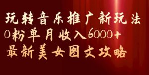 玩转音乐推广新玩法，0粉单月收入6000+，最新美女图文攻略【揭秘】-吗喽副业资源站