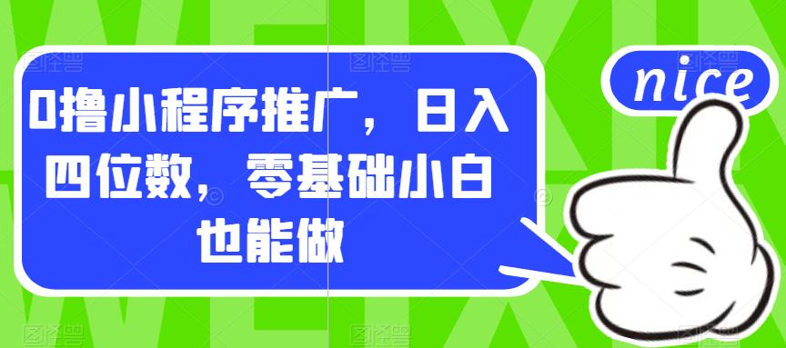 0撸小程序推广，日入四位数，零基础小白也能做【揭秘】-吗喽副业资源站