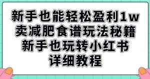 新手也能轻松盈利1w，卖减肥食谱玩法秘籍，新手也玩转小红书详细教程【揭秘】-吗喽副业资源站