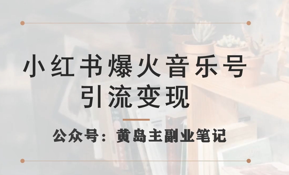 小红书爆火音乐号引流变现项目，视频版一条龙实操玩法分享给你-吗喽副业资源站