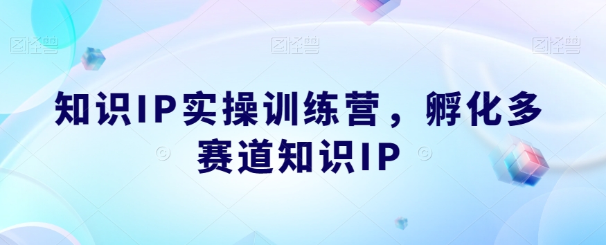 知识IP实操训练营，​孵化多赛道知识IP-吗喽副业资源站