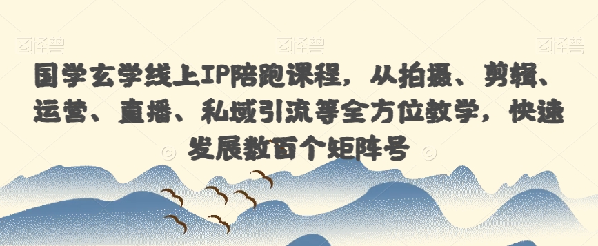 国学玄学线上IP陪跑课程，从拍摄、剪辑、运营、直播、私域引流等全方位教学，快速发展数百个矩阵号-吗喽副业资源站