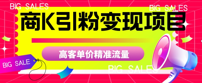 商K引粉变现项目，高客单价精准流量【揭秘】-吗喽副业资源站
