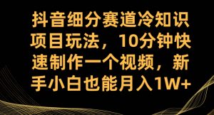 抖音细分赛道冷知识项目玩法，10分钟快速制作一个视频，新手小白也能月入1W+【揭秘】-吗喽副业资源站