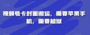 视频号卡封面搬运，需要苹果手机，需要越狱-吗喽副业资源站