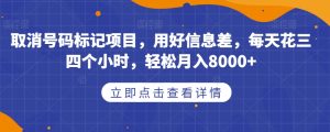 取消号码标记项目，用好信息差，每天花三四个小时，轻松月入8000+【揭秘】-吗喽副业资源站