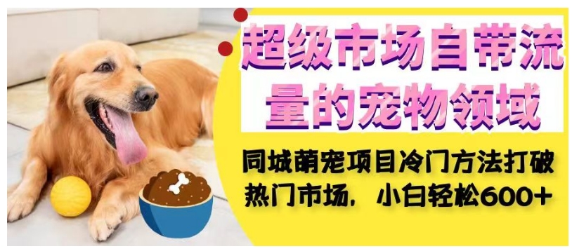 超级市场自带流量的宠物领域，同城萌宠项目冷门方法打破热门市场，小白轻松600+-吗喽副业资源站