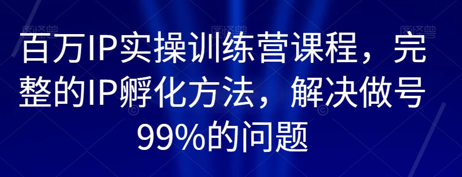 百万IP实操训练营课程，完整的IP孵化方法，解决做号99%的问题-吗喽副业资源站