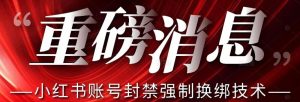 【最新】小红书账号封禁强制换绑技术可日赚300-吗喽副业资源站