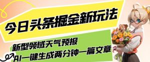 今日头条掘金新玩法，关于新型领域天气预报，AI一键生成两分钟一篇文章，复制粘贴轻松月入5000+-吗喽副业资源站