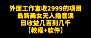 外面工作室收2999的项目最新美女无人撸音浪日收益几百到几千【教程+软件】（仅揭秘）-吗喽副业资源站