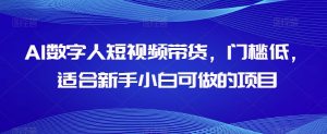 AI数字人短视频带货,门槛低,适合新手小白可做的项目-吗喽副业资源站