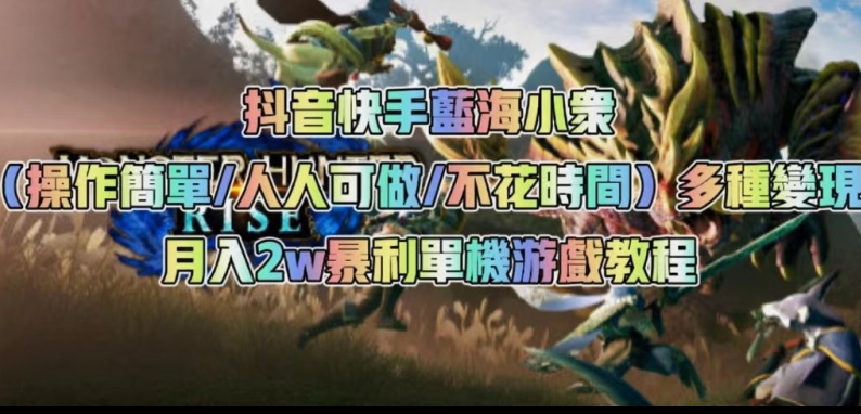 抖音快手蓝海小众（操作简单人人可做不花时间）多种变现月入2w＋暴利单机游戏教程-吗喽副业资源站