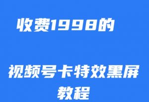 外面收费1998的视频号卡特效黑屏玩法，条条原创，轻松热门【揭秘】-吗喽副业资源站