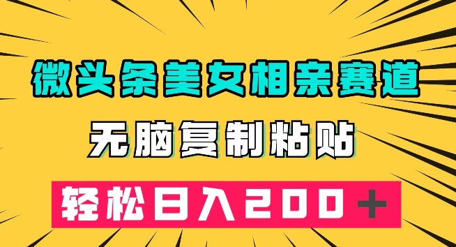 微头条冷门美女相亲赛道，无脑复制粘贴，轻松日入200＋【揭秘】-吗喽副业资源站