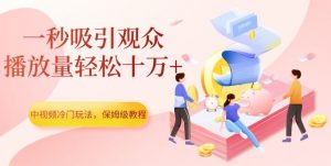 中视频冷门玩法，一秒吸引观众，播放量轻松十万+，保姆级教程【揭秘】-吗喽副业资源站