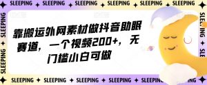 靠搬运外网素材做抖音助眠赛道，一个视频200+，无门槛小白可做【揭秘】-吗喽副业资源站