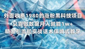 外面收费1980的涨粉黑科技项目，只靠做数据月入就能1w+【揭秘】-吗喽副业资源站