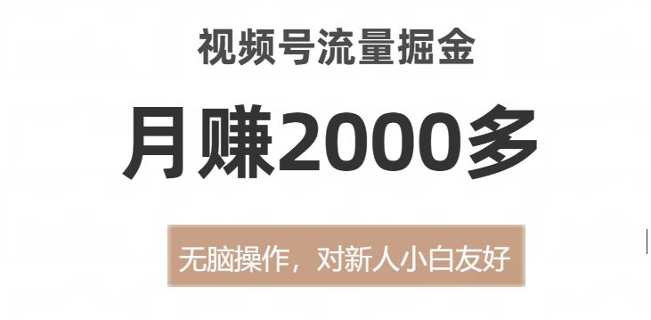 视频号流量掘金，无脑操作，对新人小白友好，月赚2000多【揭秘】-吗喽副业资源站