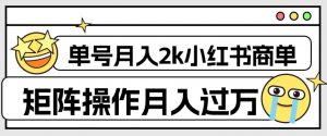 外面收费1980的小红书商单保姆级教程,单号月入2k,矩阵操作轻松月入过万-吗喽副业资源站