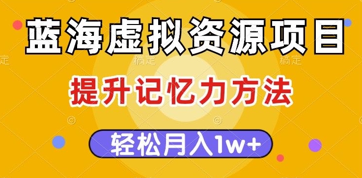 蓝海虚拟资源项目，提升记忆力方法，多种变现方式，轻松月入1w+【揭秘】-吗喽副业资源站