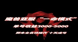 魔兽亚服一命模式，10天成号-单号3千-5千，脚本全自动操作，保姆级教学【揭秘】-吗喽副业资源站