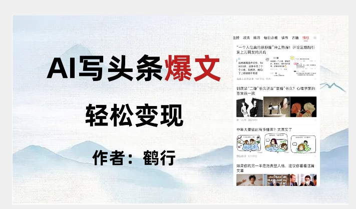 暴力拆解AI写头条爆文，轻松日入500+-吗喽副业资源站