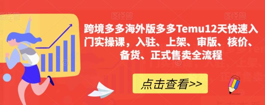 跨境多多海外版多多Temu12天快速入门实操课，入驻、上架、审版、核价、备货、正式售卖全流程-吗喽副业资源站