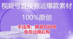 视频号直接搬运爆款素材，100%原创，不违规，抓紧时间用，免得过期后悔【揭秘】-吗喽副业资源站