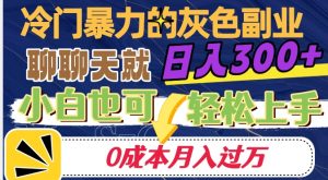 冷门暴利的副业项目，聊聊天就能日入300+，0成本月入过万【揭秘】-吗喽副业资源站