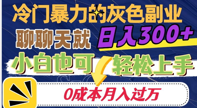 冷门暴利的副业项目，聊聊天就能日入300+，0成本月入过万【揭秘】-吗喽副业资源站