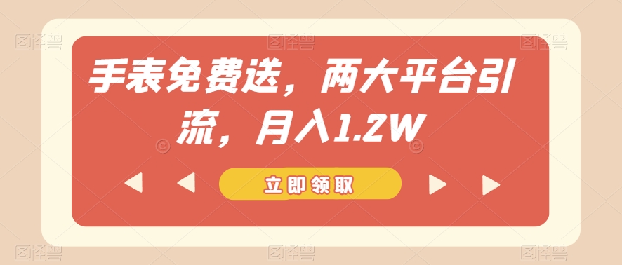 手表免费送，两大平台引流，月入1.2W【揭秘】-吗喽副业资源站