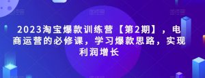 2023淘宝爆款训练营【第2期】，电商运营的必修课，学习爆款思路，实现利润增长-吗喽副业资源站