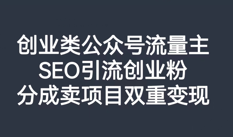 创业类公众号流量主，SEO引流创业粉，分成卖项目双重变现【揭秘】-吗喽副业资源站
